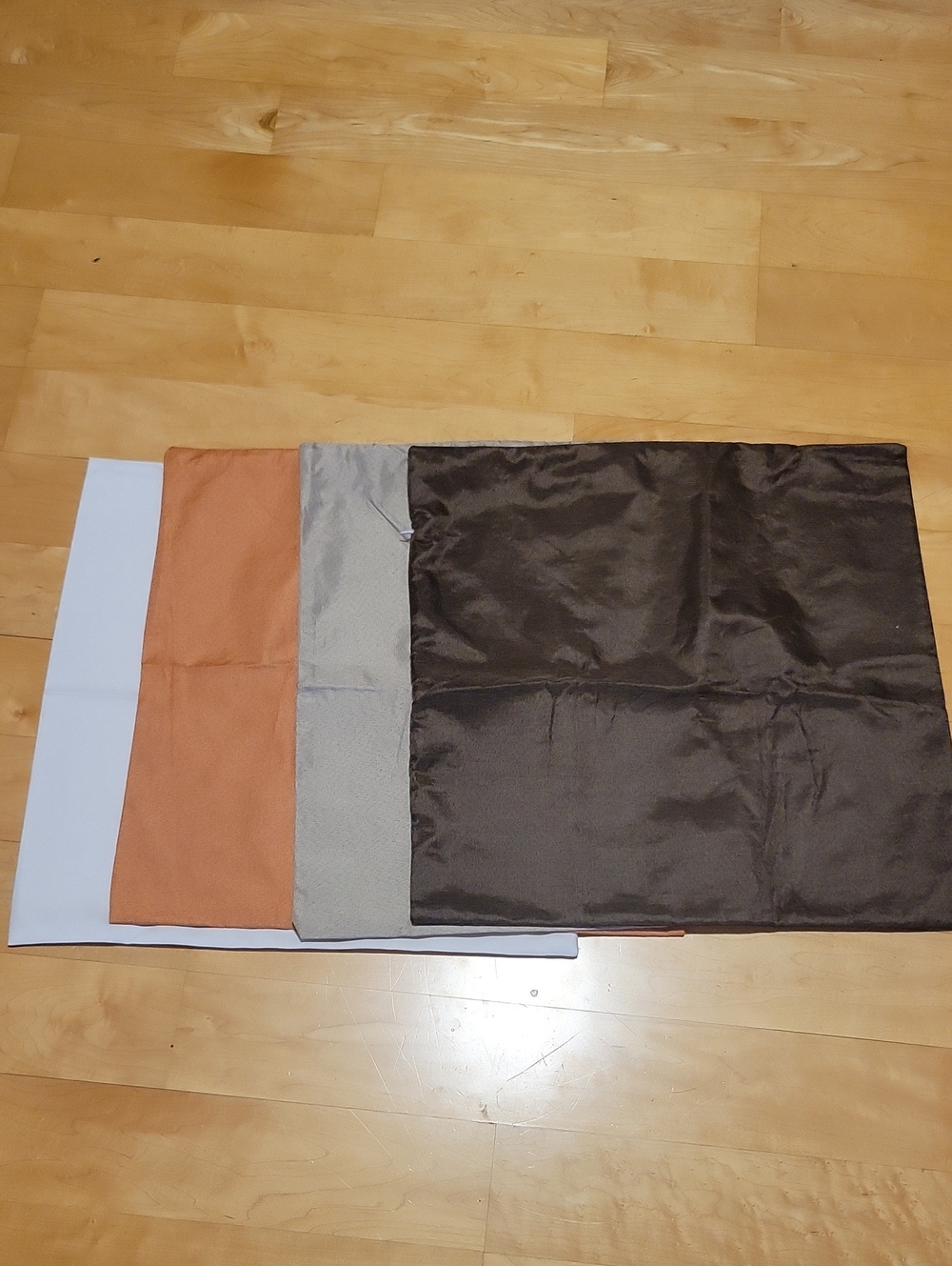 Set of 4 19x19in Square Zip Pillow Covers Fall Colors Brown Orange White Taupe
